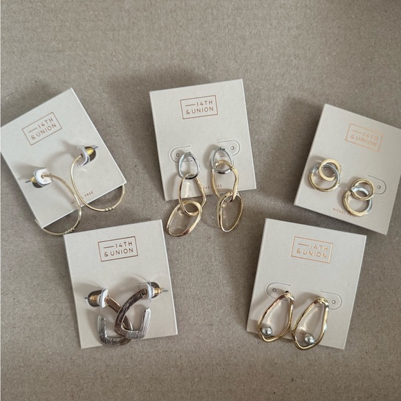 14th & Union Gold and Silver tone Earrings Set of 5 Pairs - Picture 1 of 6